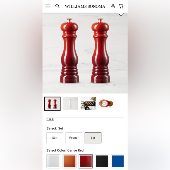 LE CREUSET 8 1/4” Cerise Red Salt & Pepper Mills Orig $100 Excellent Condition - Picture 2 of 9